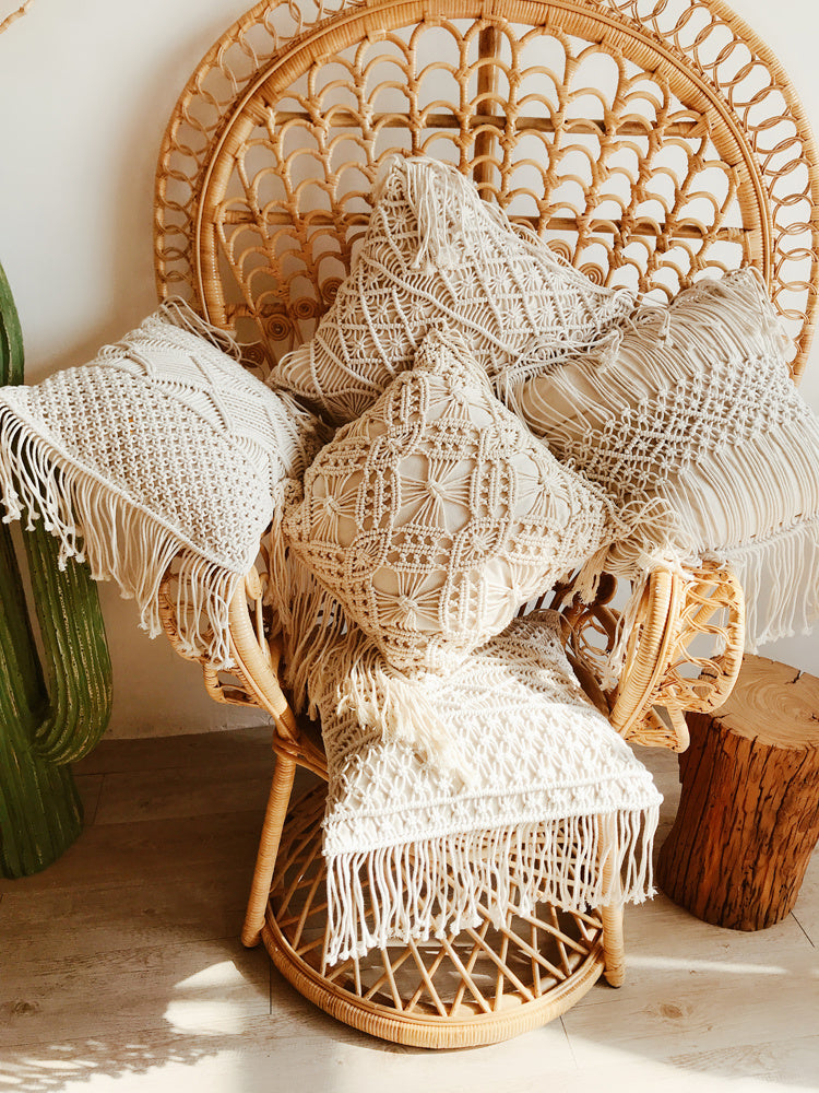 Hand-Woven Cotton Rope Tassel Cushion Pillowcase