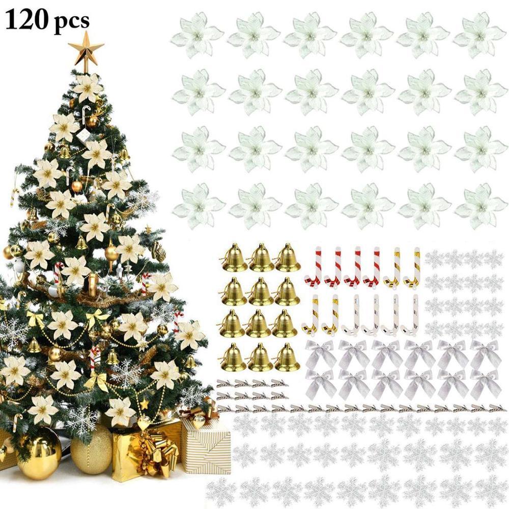 120 Pcs Christmas Flower Set Decoration Pendant