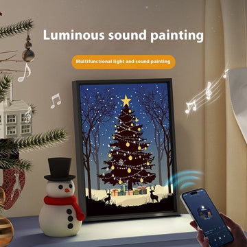 2024 New Luminous Speaker Christmas Tree Painting Bluetooth Speaker Desktop Ornament Gift Light And Shadow Art Lighting