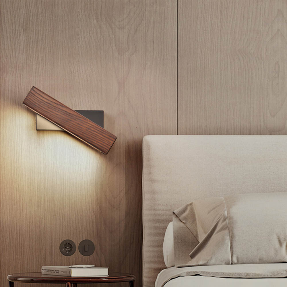 Wooden wall lamp rotatable bedside wall lamp led