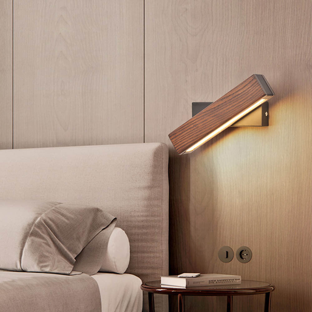 Wooden wall lamp rotatable bedside wall lamp led